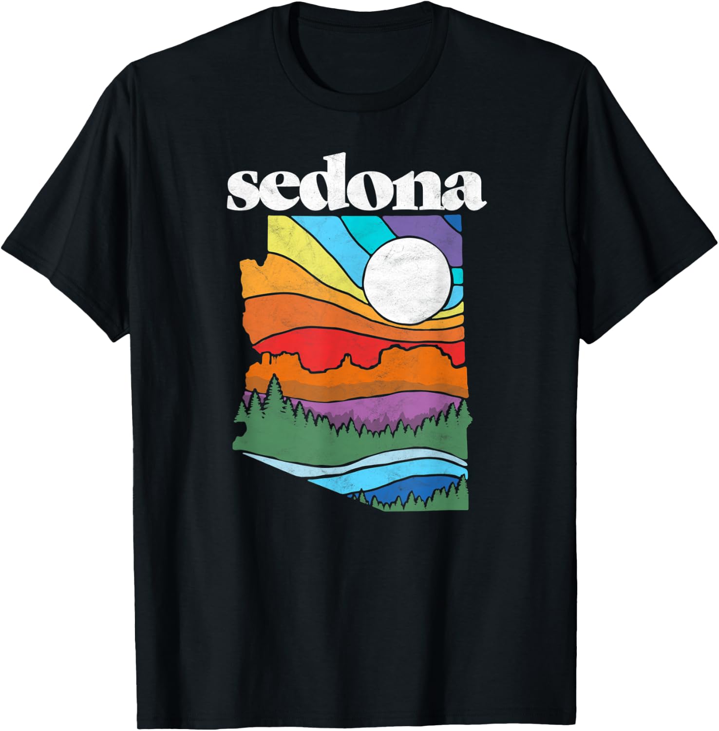 Sedona Arizona Vintage Nature Design Outdoor Graphic T-Shirt - T-Shirt | Black