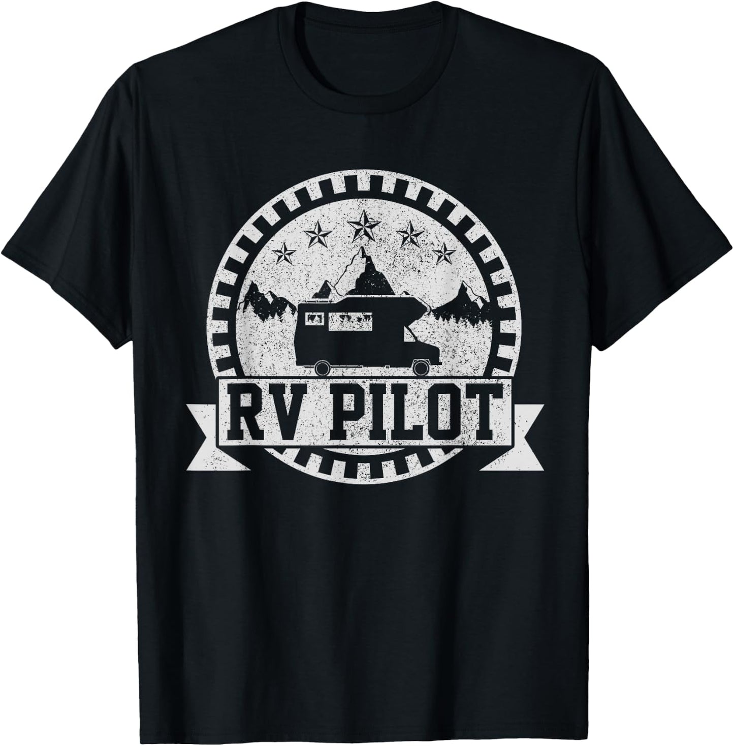 RV Pilot - Road Trip Camping Vintage Outdoor Camper Gift T-Shirt - T-Shirt | Black