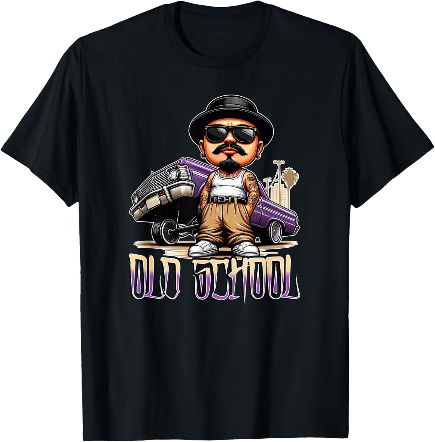 OLD SCHOOL Chicano Low Rider Art Homie Chicano Clothing T-Shirt - T-Shirt | Black