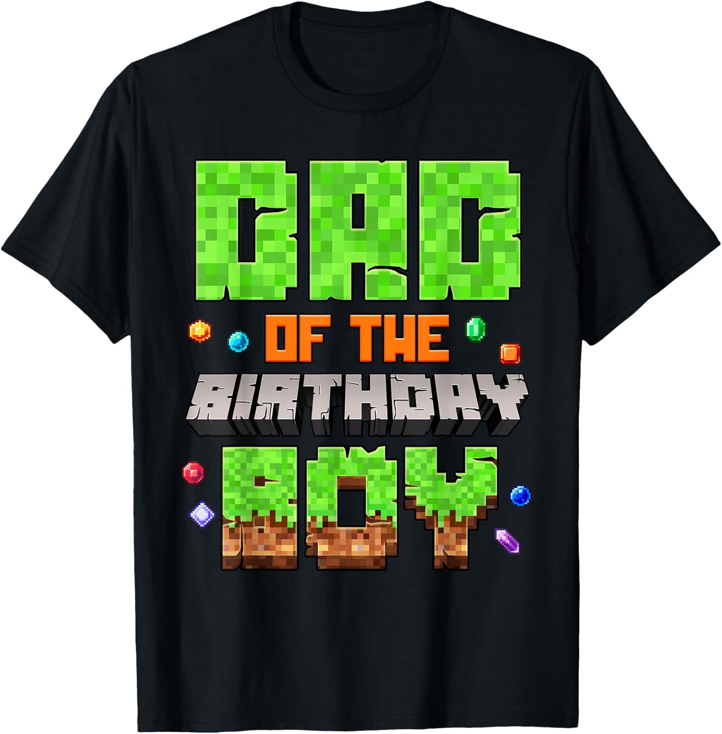 Dad Of The Birthday Boy Pixel Gaming Video Game Family Kids T-Shirt - T-Shirt | Black