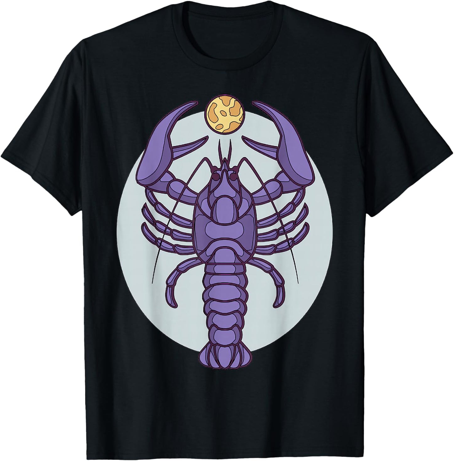 Purple Lobster Illustration For Adults Full Moon T-Shirt - T-Shirt | Black
