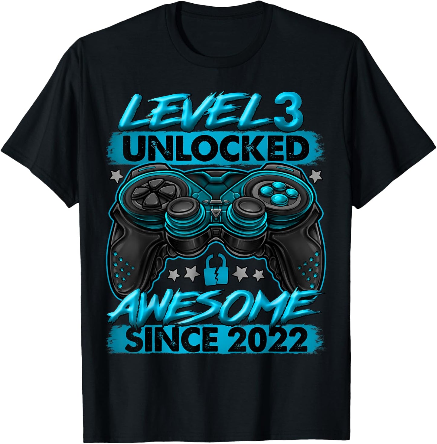 Level 3 Unlocked 3 Year Old Gifts For Boys 3rd Birthday Boy T-Shirt - T-Shirt | Black
