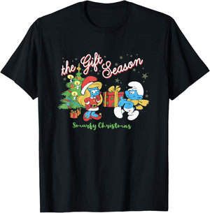 The Smurfs Christmas The Gift Season Smurfette & Jokey T-Shirt - T-Shirt | Black