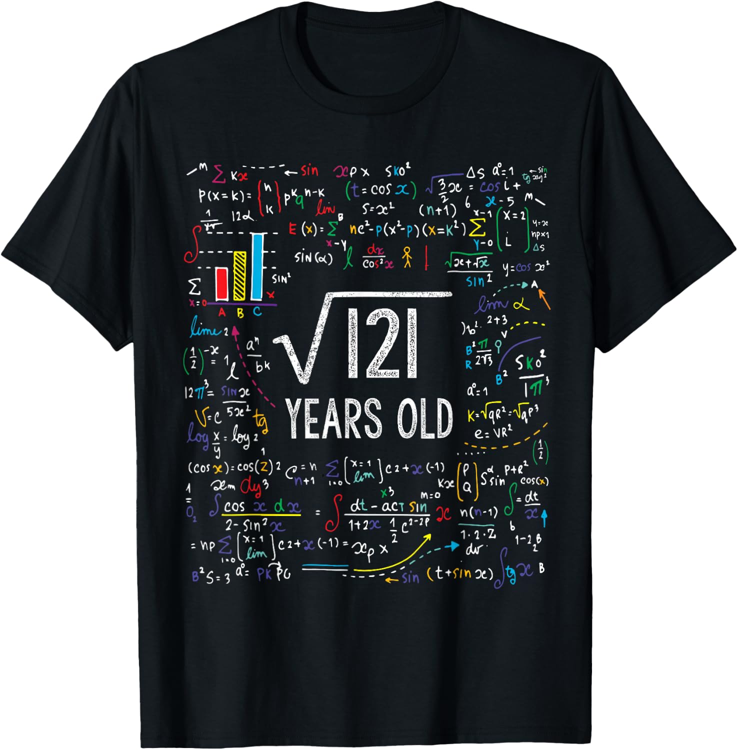 Square Root of 121 11th Birthday 11 Year Old Gifts Math Bday T-Shirt - T-Shirt | Black