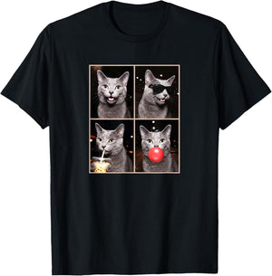 Funny Photo Booth Meme Russian Blue cat T-Shirt - T-Shirt | Black