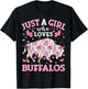 Floral Buffalo Lover Just A Girl Who Loves Buffalos T-Shirt - T-Shirt | Black