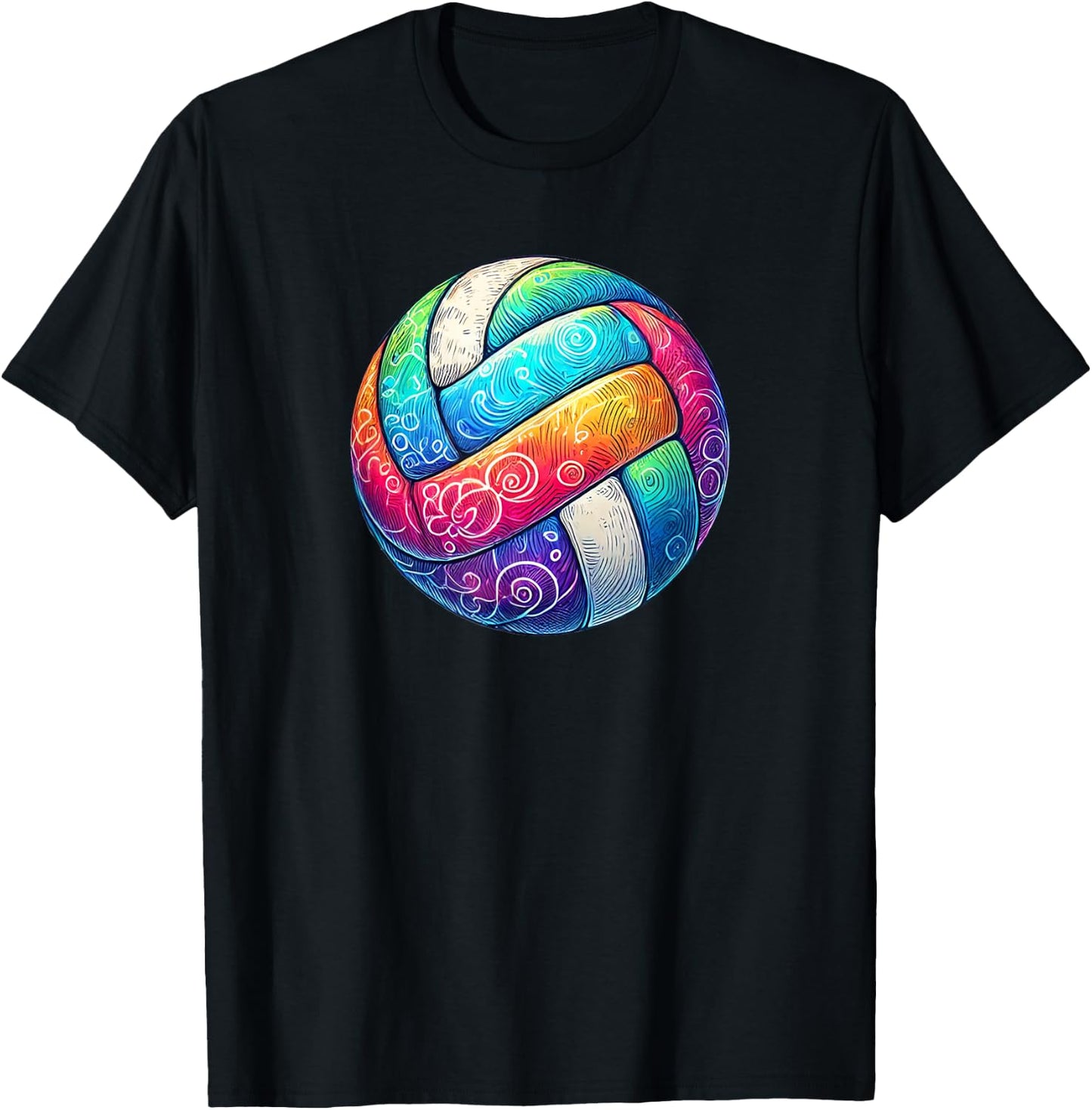 Colorful Volleyball Tie Dye Women Teen Girl Player T-Shirt - T-Shirt | Black