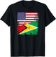 Half Guyanese Flag | Vintage Guyana USA Gift T-Shirt - T-Shirt | Black