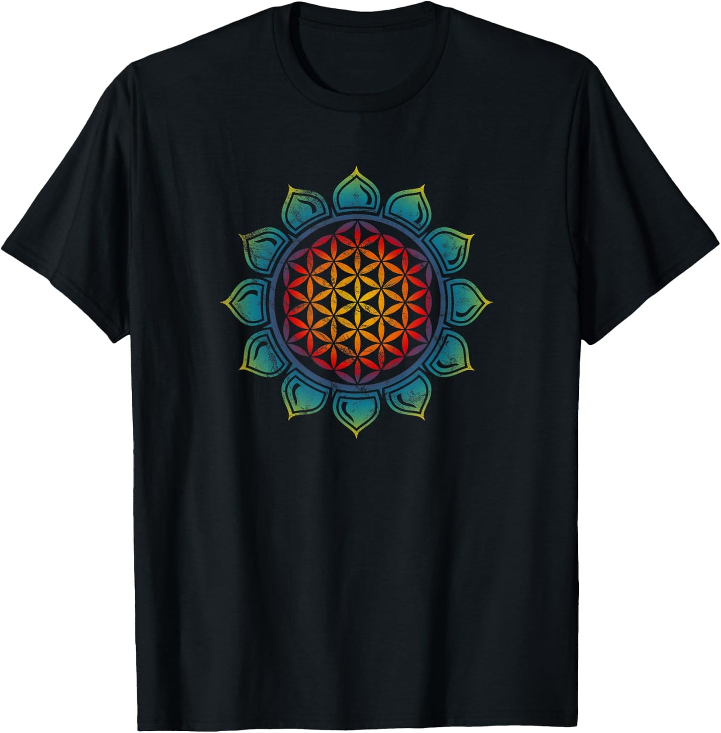 Flower of life, Lotus, Heart Chakra, Sacred Geometry, Yoga T-Shirt - T-Shirt | Black