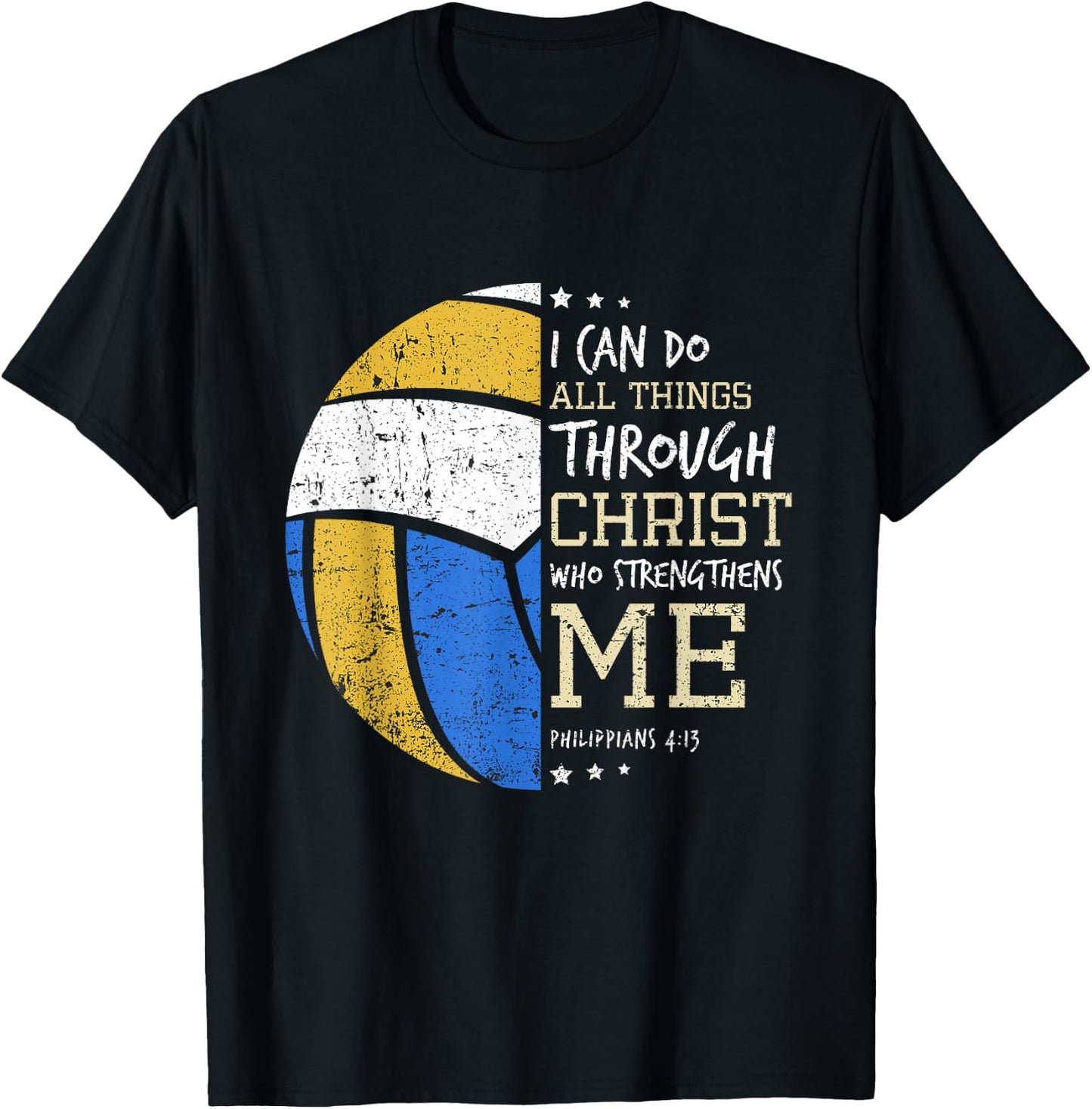 Philippians 4 13 I Can Do All Things Christian Volleyball T-Shirt - T-Shirt | Black