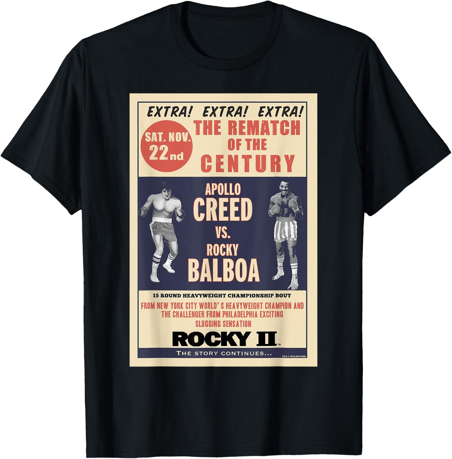 Rocky Creed Vs Balboa Rematch Of The Century Poster T-Shirt - T-Shirt | Black