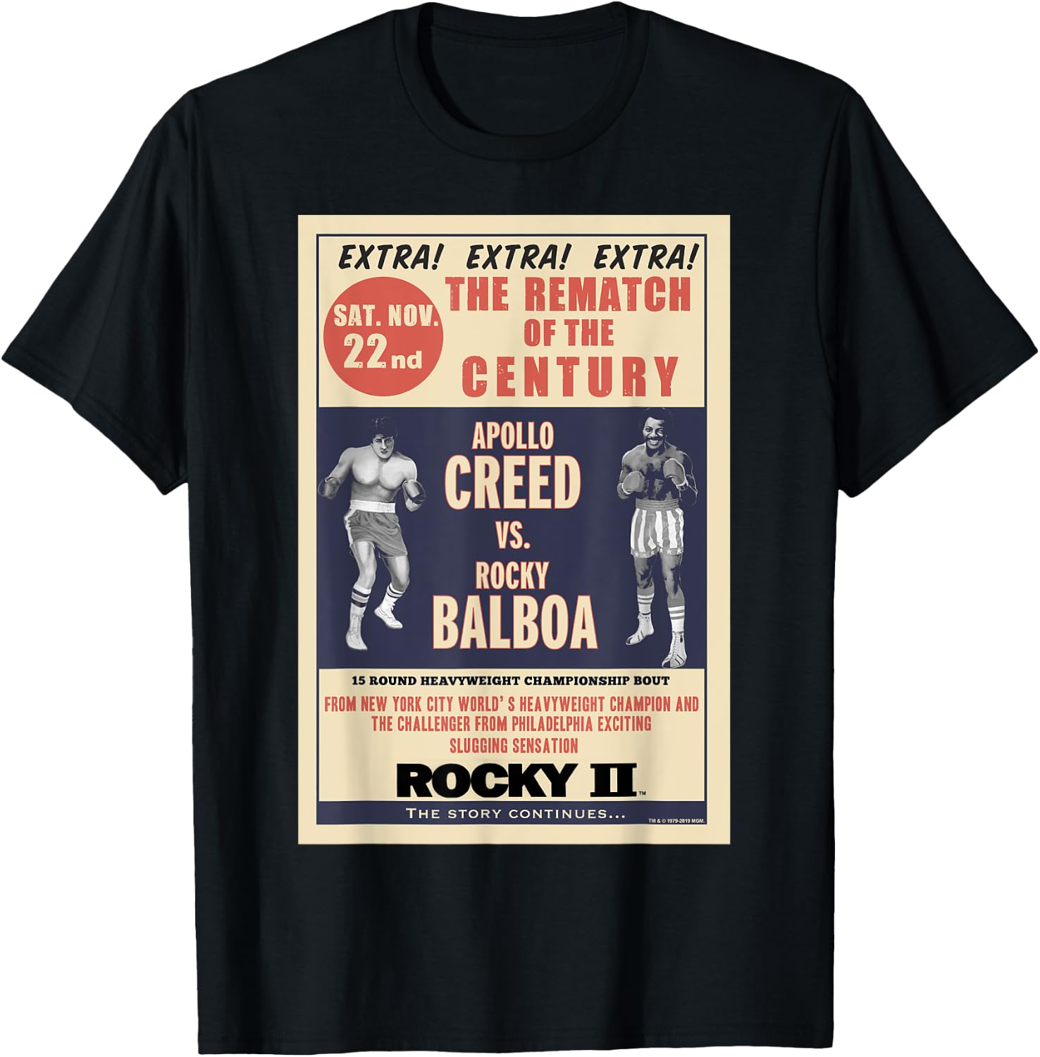 Rocky Creed Vs Balboa Rematch Of The Century Poster T-Shirt - T-Shirt | Black