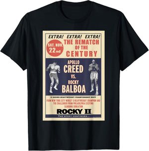 Rocky Creed Vs Balboa Rematch Of The Century Poster T-Shirt - T-Shirt | Black