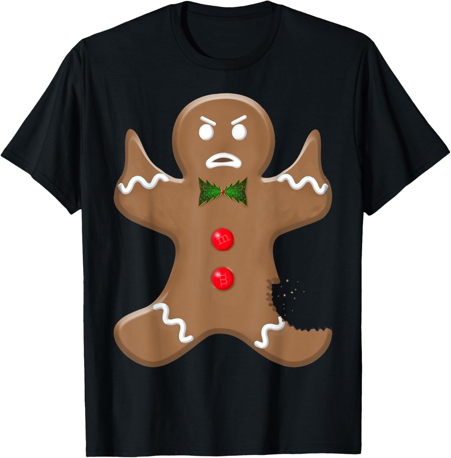 Angry Holiday Gingerman Cookie Giving the Finger Christmas T-Shirt - T-Shirt | Black