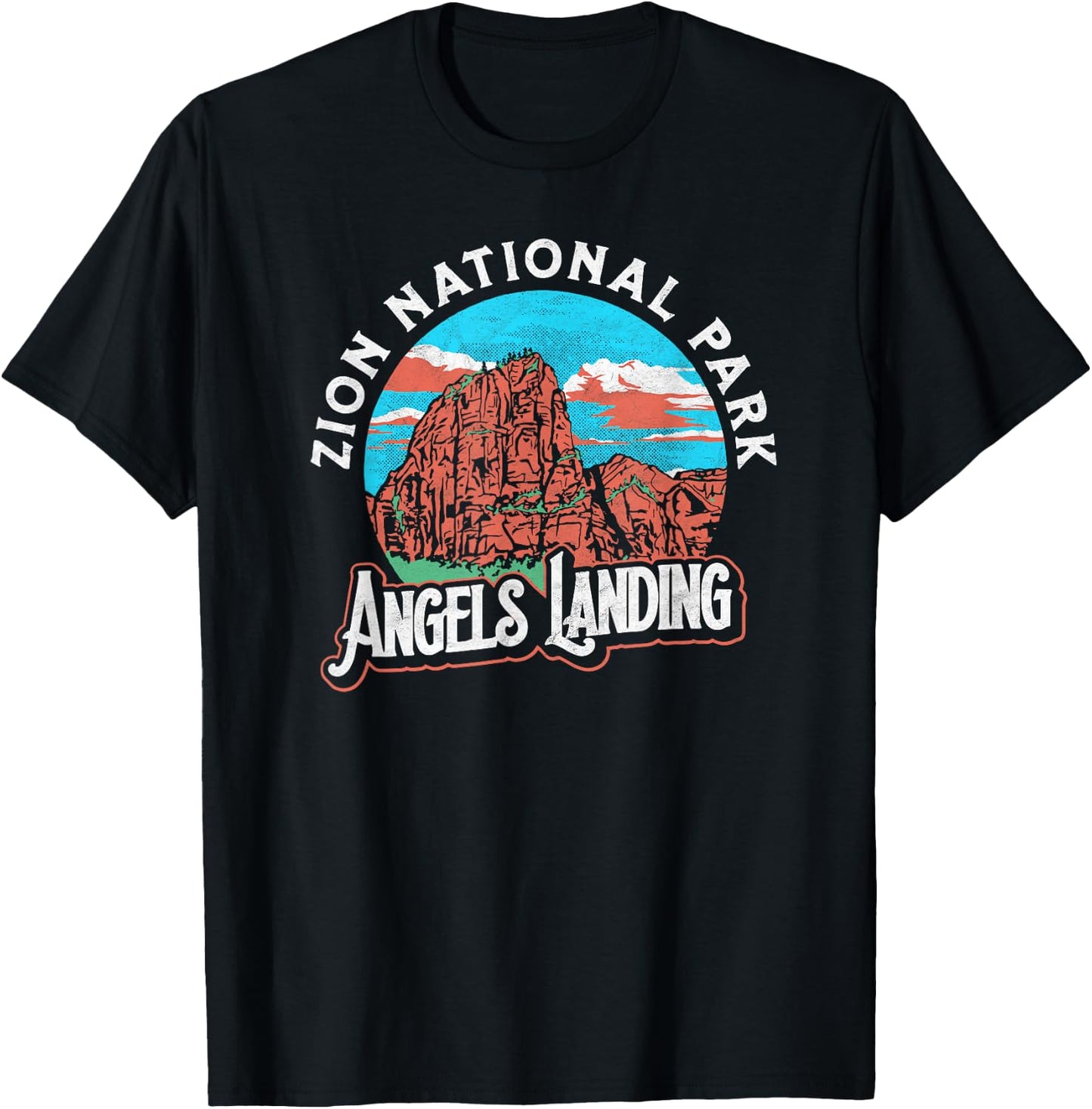 Angels Landing Zion National Park Vintage 80's Graphic T-Shirt - T-Shirt | Black