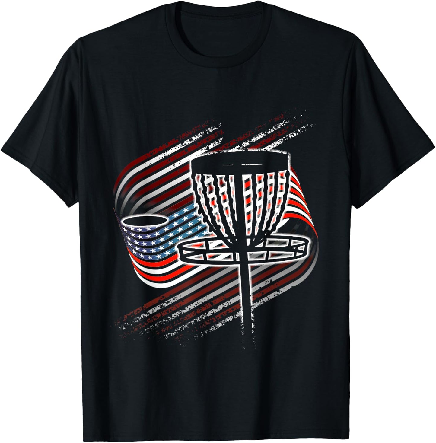 Disc Golf Vintage American Flag 4th Of July T-Shirt - T-Shirt | Black