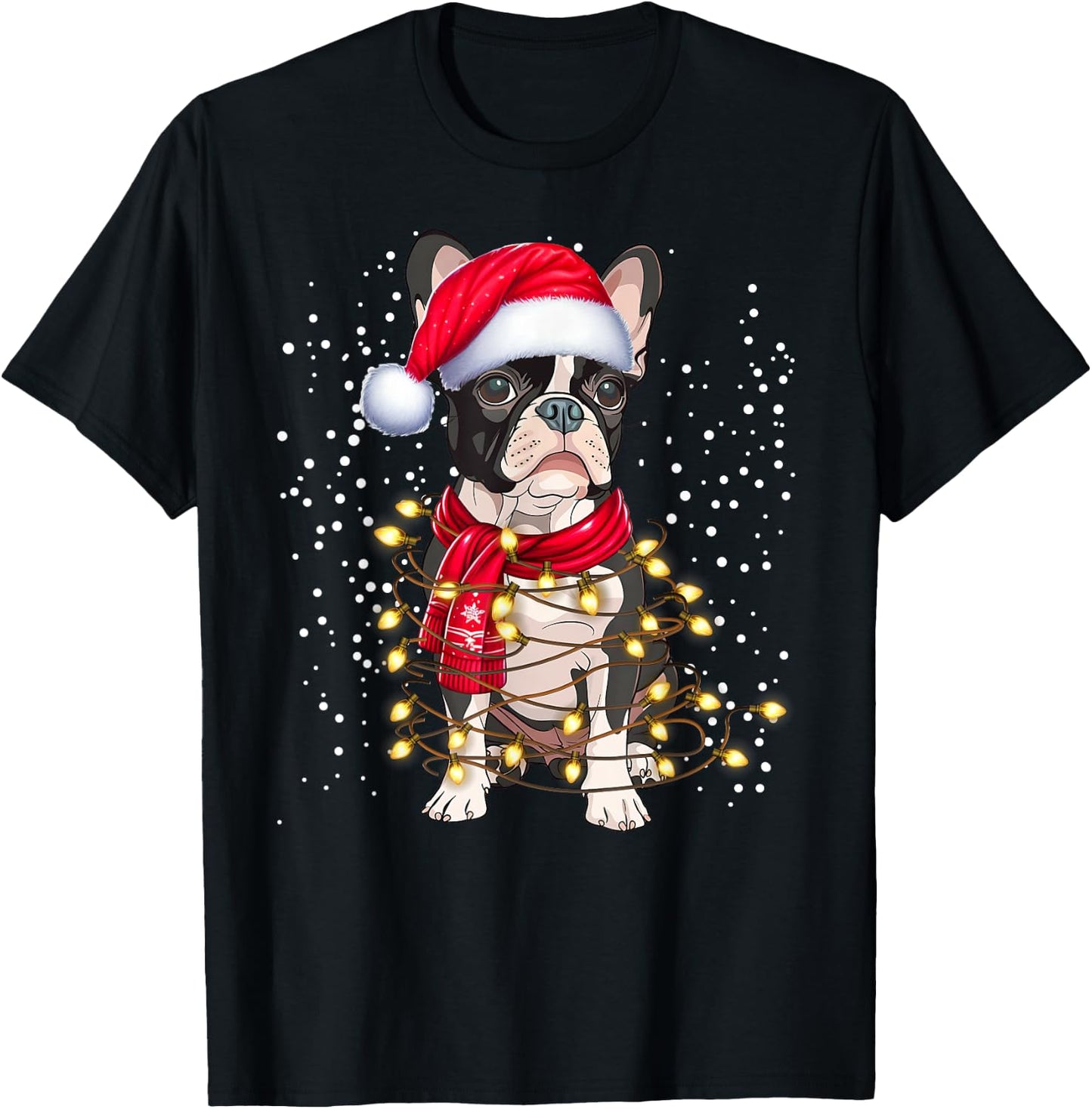 Boston Terrier dog Ugly Christmas Dog Xmas Women Kids T-Shirt - T-Shirt | Black