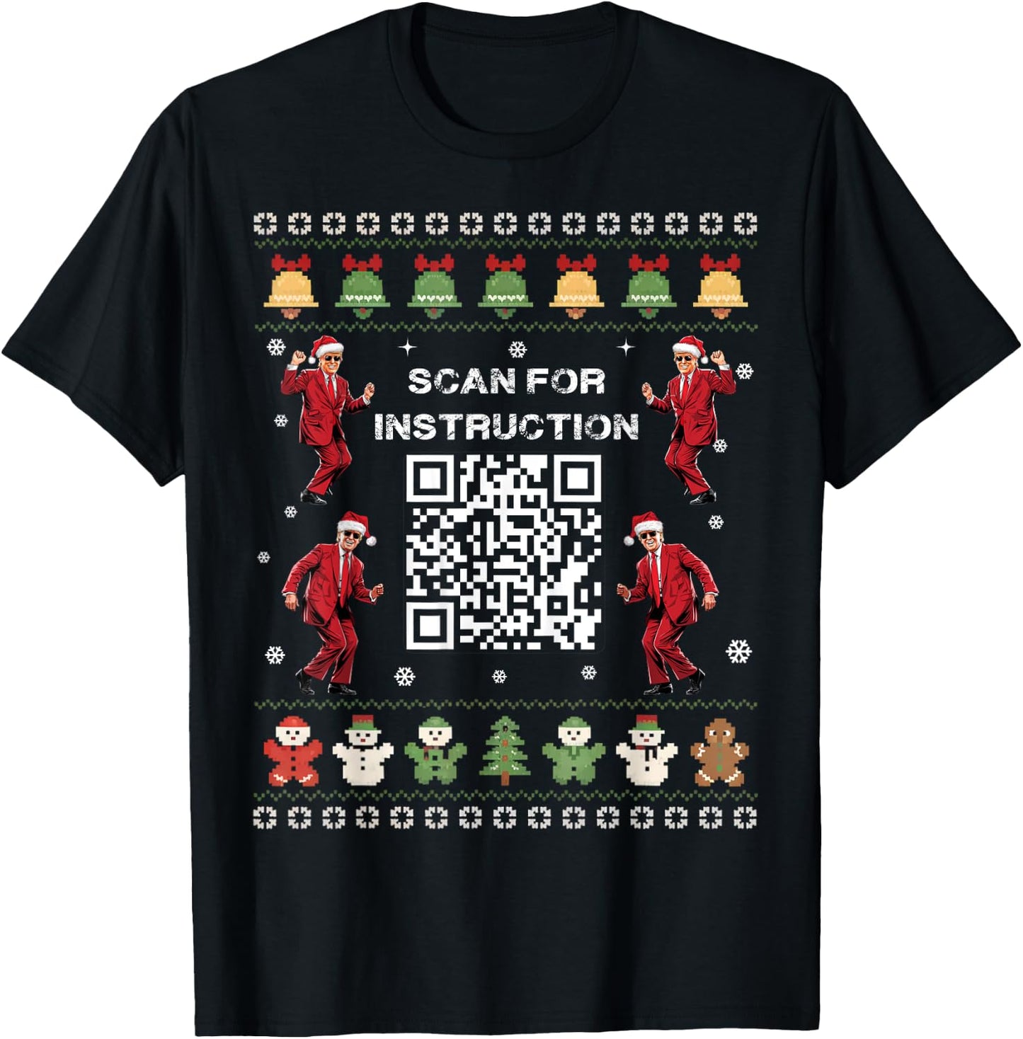 QR Trump Dance Code President Scan For Instruction Christmas T-Shirt - T-Shirt | Black