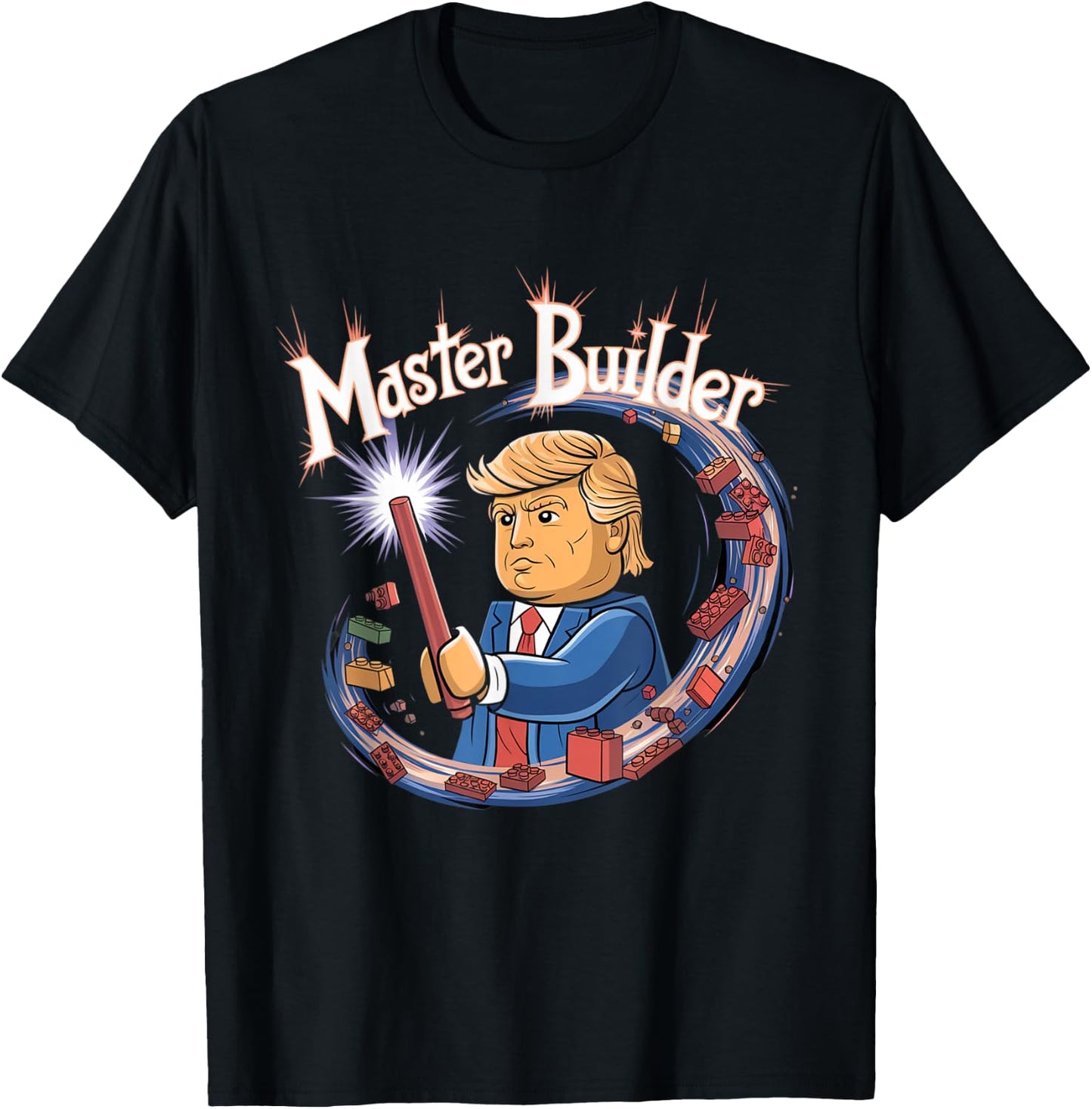 Funny Trump Master Builder Building Blocks Gift T-Shirt - T-Shirt | Black