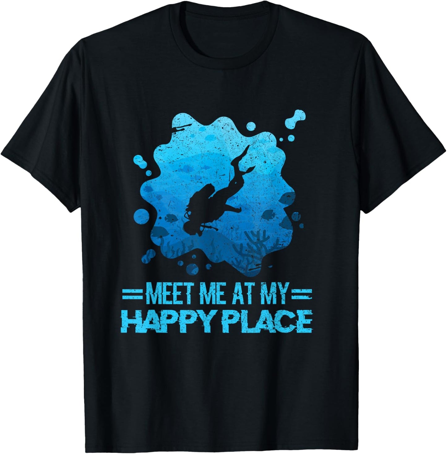 Happy Place Scuba Diving Ocean Freediving Sea Dive Shirt T-Shirt - T-Shirt | Black