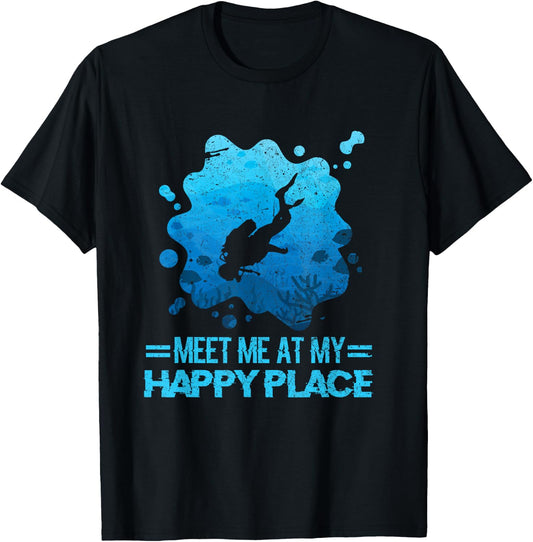 Happy Place Scuba Diving Ocean Freediving Sea Dive Shirt T-Shirt - T-Shirt | Black