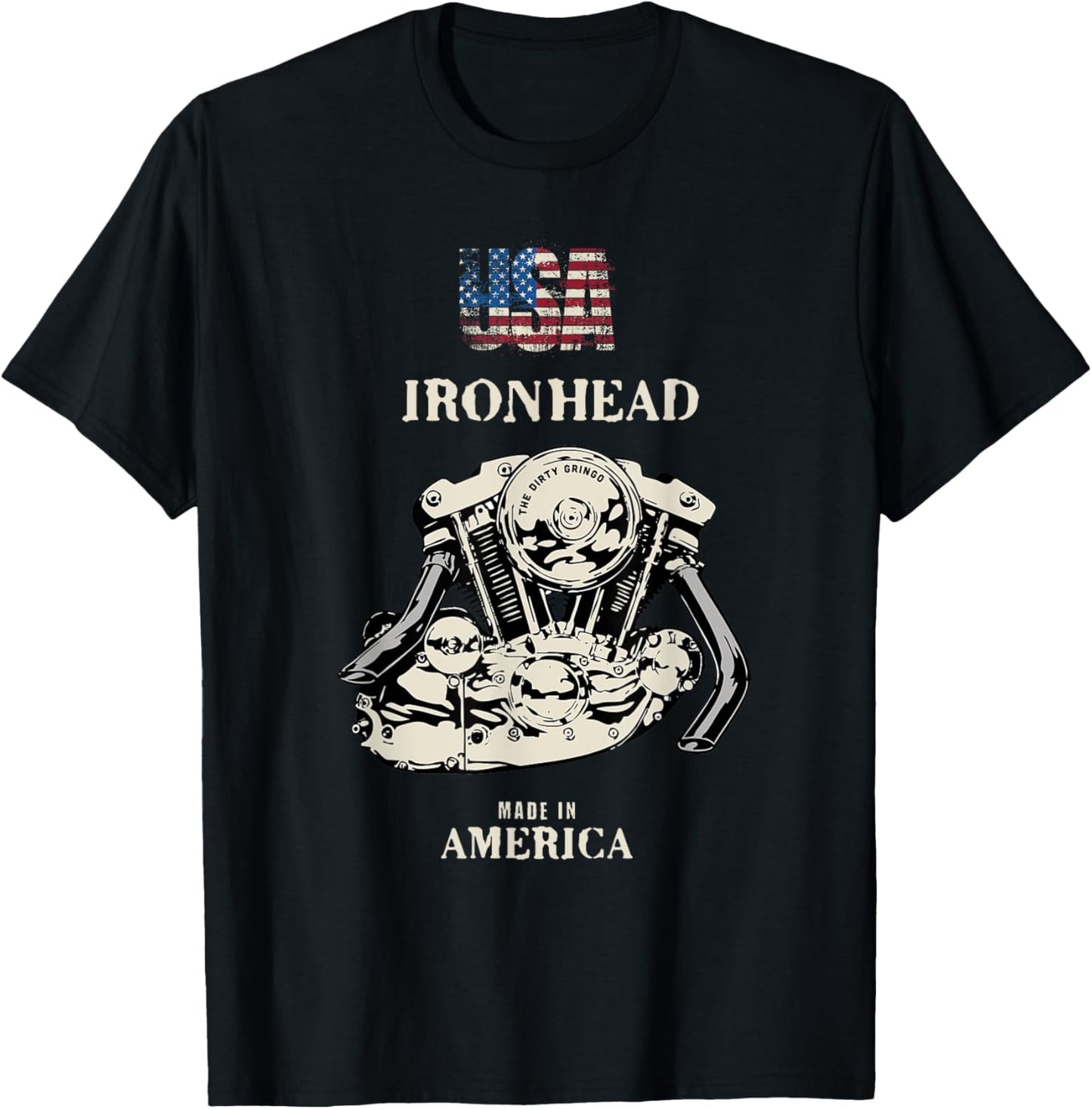 USA HD Ironhead Vtwin American Sportster Motorcycle Chopper T-Shirt - T-Shirt | Black