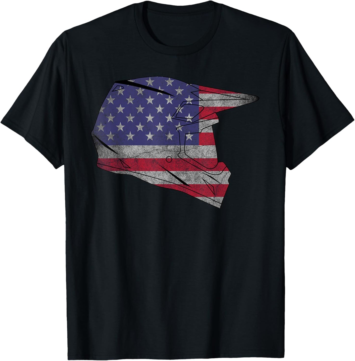 USA Motocross Dirt Bike American Flag Helmet Gift Women Kids Men T-Shirt - T-Shirt | Black