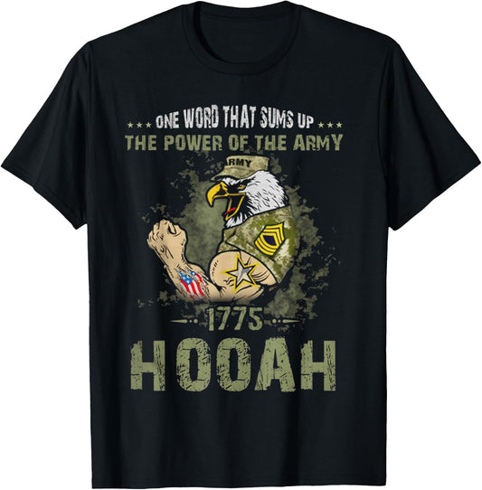 Power of the Army Shirt Hooah Veteran Pride Military Gift T-Shirt - T-Shirt | Black