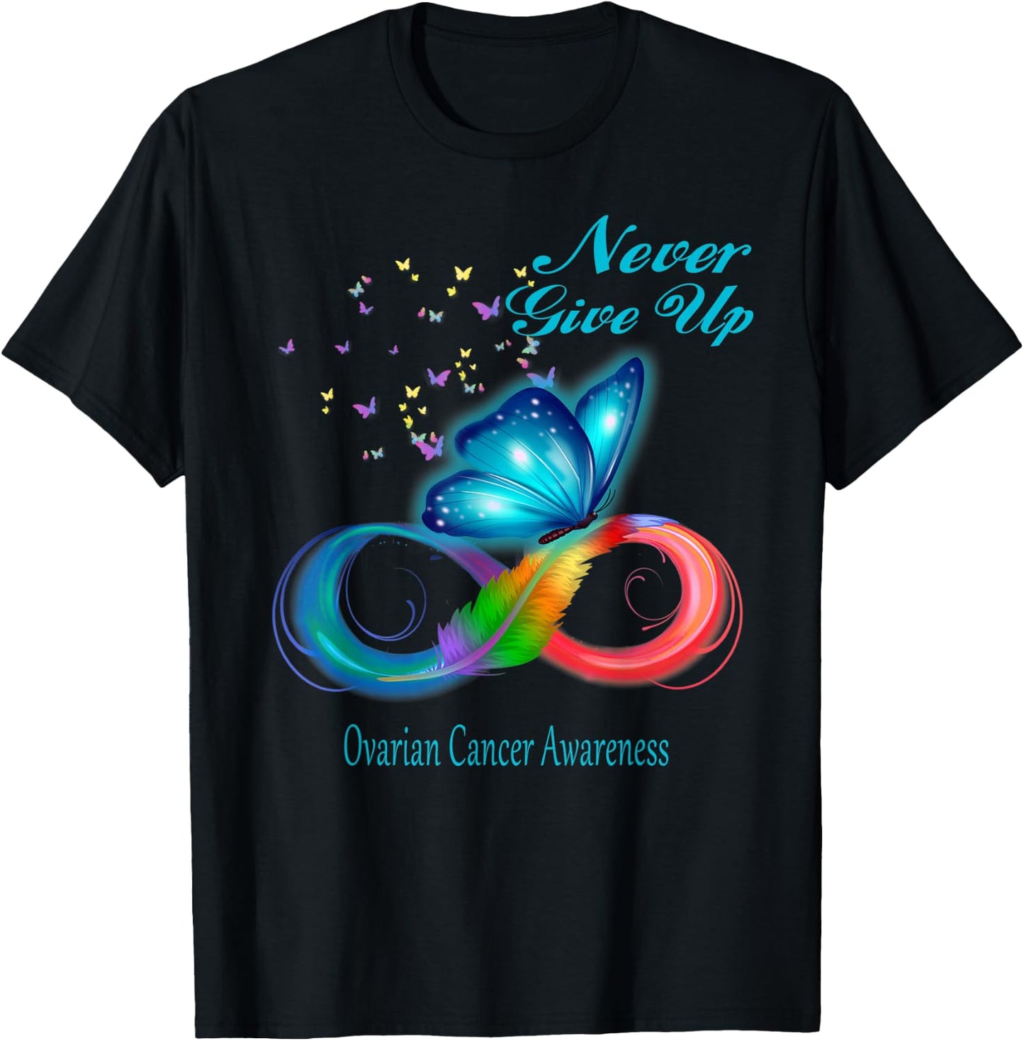 Butterfly Ovarian Cancer Awareness T-Shirt - T-Shirt | Black