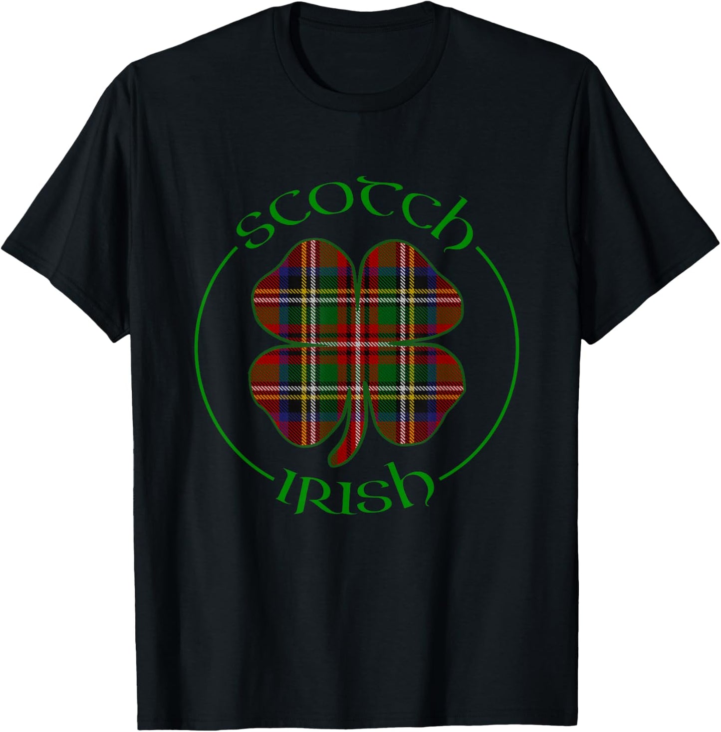 Tartan Shamrock Scots Scotch Irish Pride Ireland Graphic T-Shirt - T-Shirt | Black