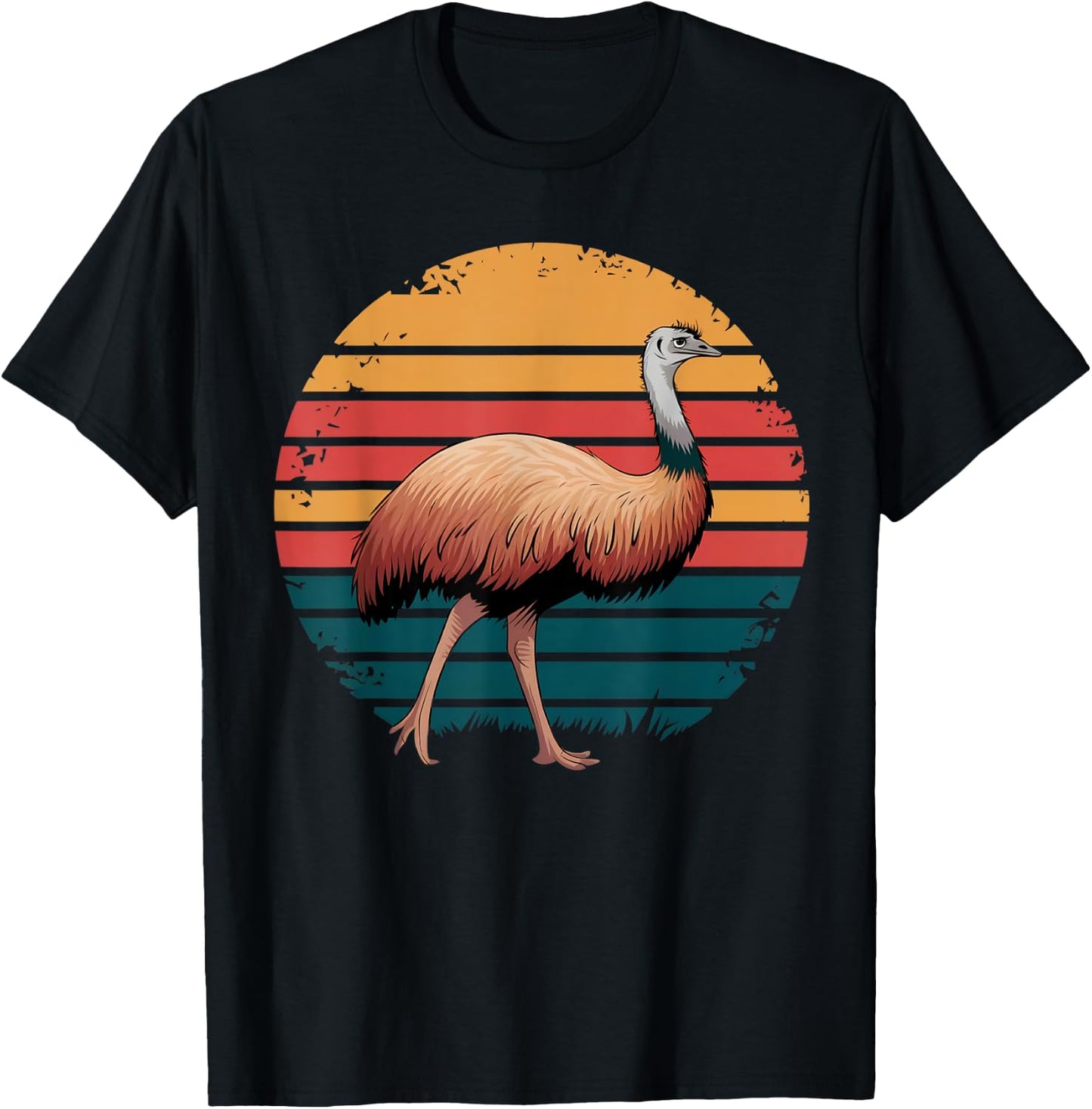 Retro Vintage Emu Bird Wildlife Nature Lover Gifts T-Shirt - T-Shirt | Black