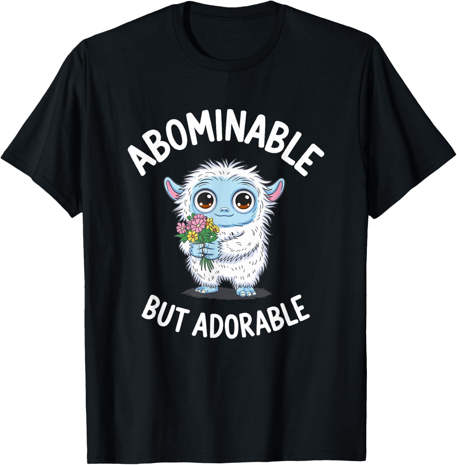 Funny Yeti Abominable But Adorable Mountain Snowman Bigfoot T-Shirt - T-Shirt | Black