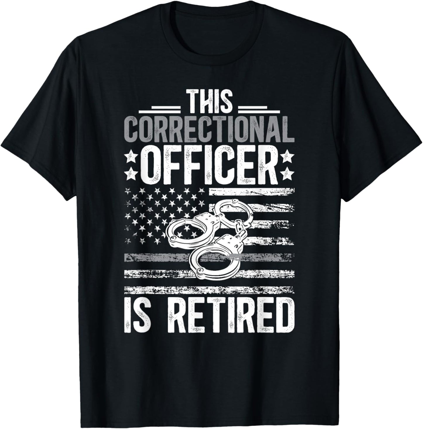 Proud Retired Correctional Officer Retirement US Flag T-Shirt - T-Shirt | Black