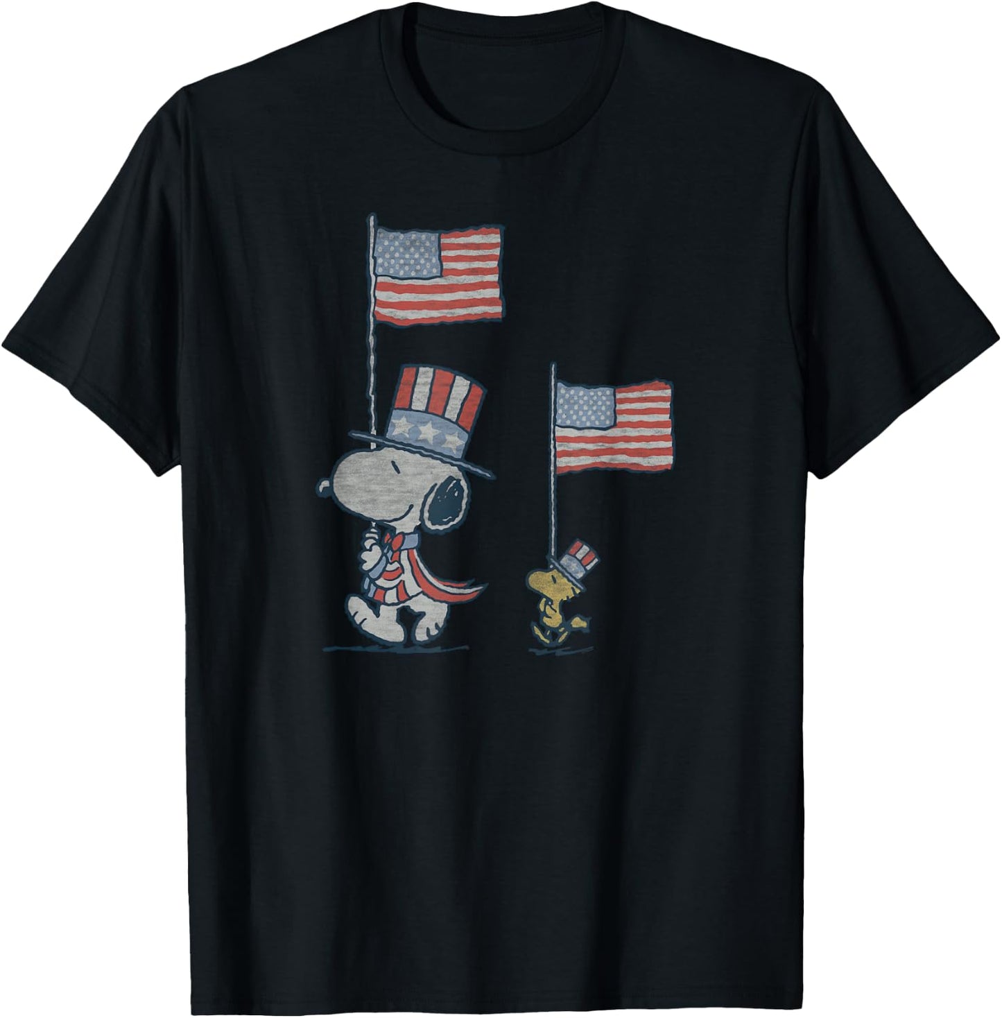 Peanuts Snoopy Woodstock March T-Shirt - T-Shirt | Black