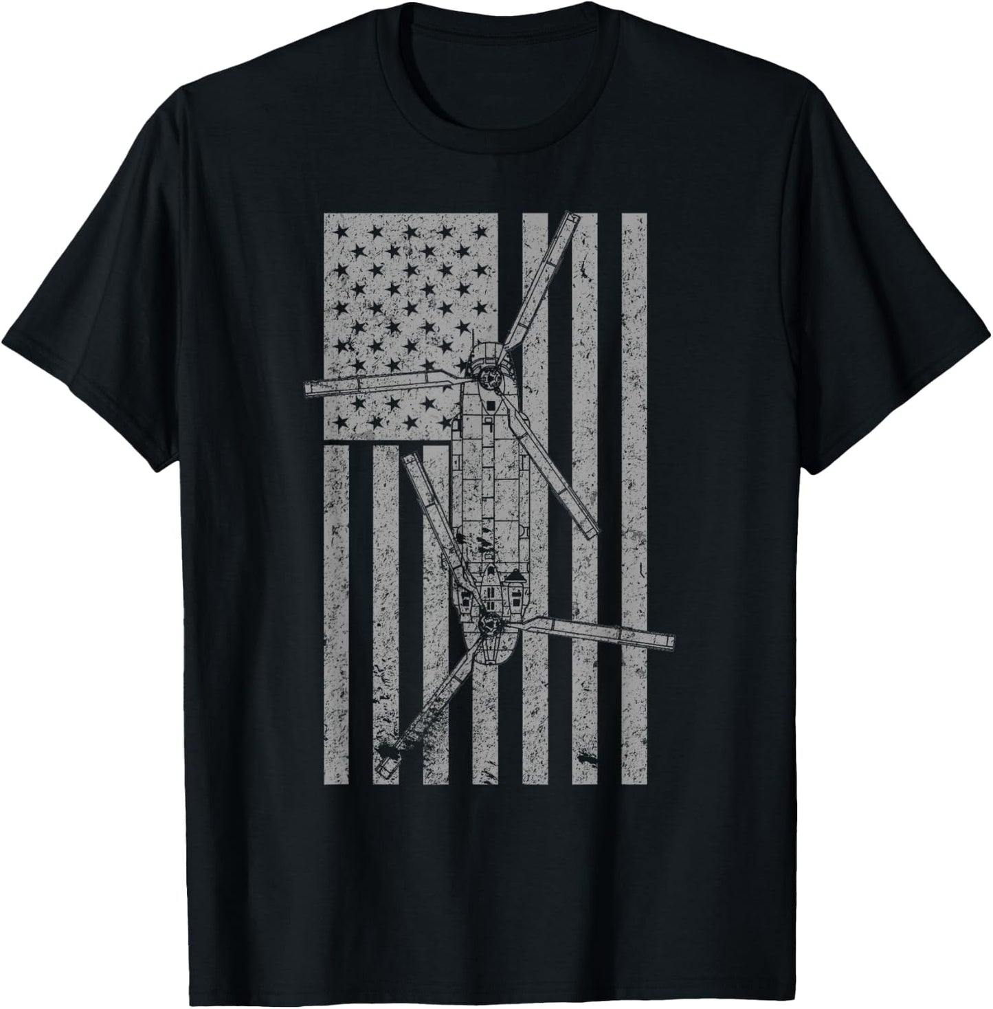 CH-47 Chinook Military Helicopter Vintage Flag Pilot T-Shirt - T-Shirt | Black