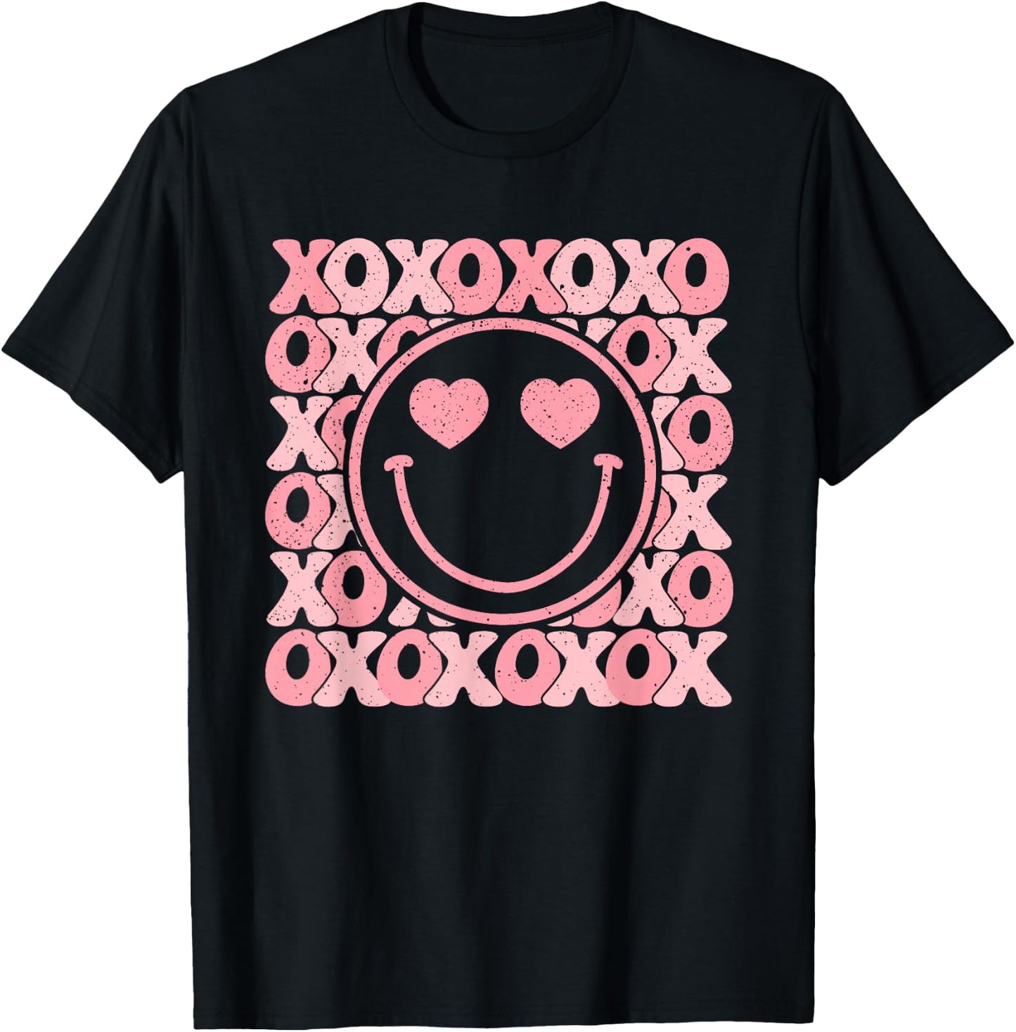 Xoxo Xo Xo Retro Groovy Smile Face Valentine Men Women Kids T-Shirt - T-Shirt | Black