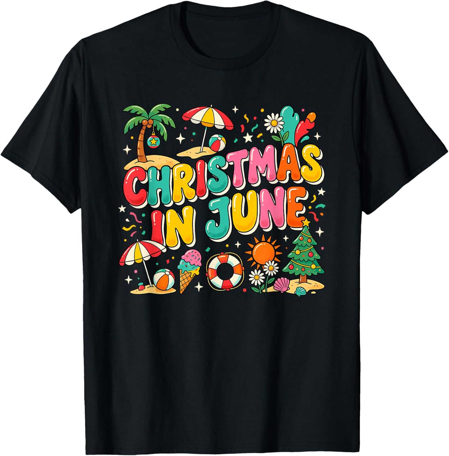 Christmas in June Summer Men Women Boys and Girls T-Shirt - T-Shirt | Black