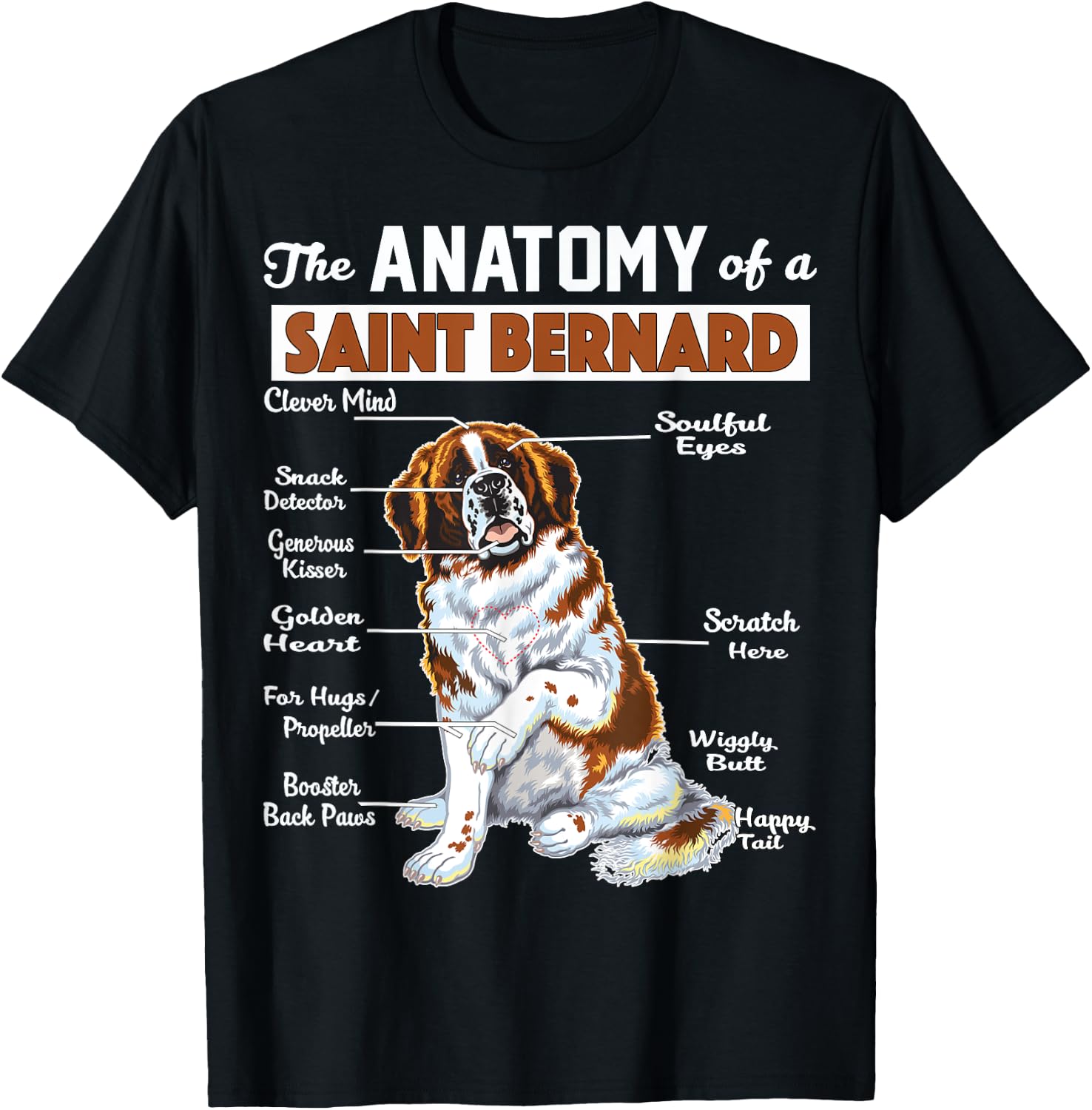 The Anatomy of a Saint Bernard - Funny shirt T-Shirt - T-Shirt | Black