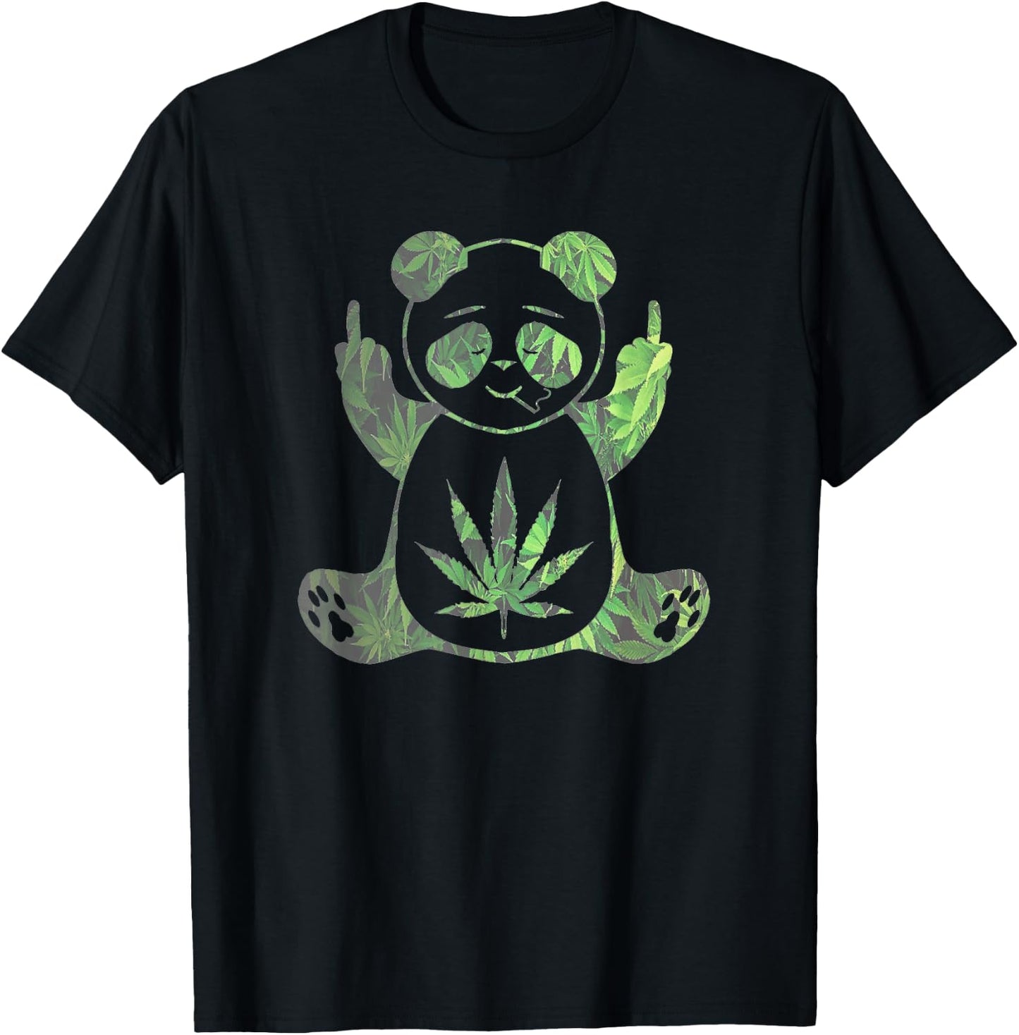 Stoned Panda Bear Baked Zoo Animals High AF Pot Leaf T-Shirt - T-Shirt | Black
