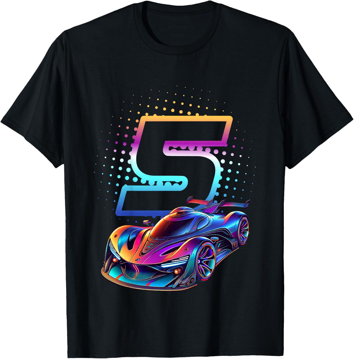 5 Year Old Race Car 5th Birthday Futuristic Racing Racecar T-Shirt - T-Shirt | Black