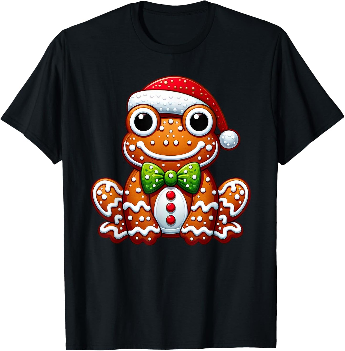 Funny Gingerbread Man Frog Christmas Kids T-Shirt - T-Shirt | Black