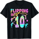 Flipping Into 10 Years Old Birthday Girl Gymnast 10th T-Shirt - T-Shirt | Black