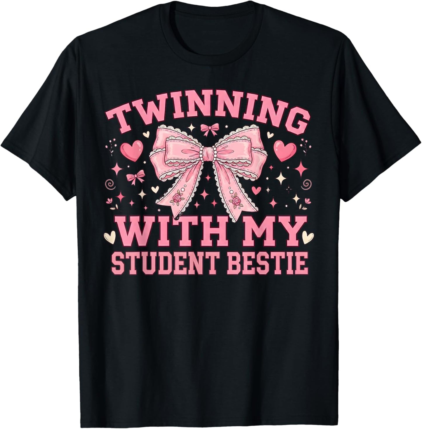 Twin Day Spirit Week Twinning with My Student Matching Girls T-Shirt - T-Shirt | Black