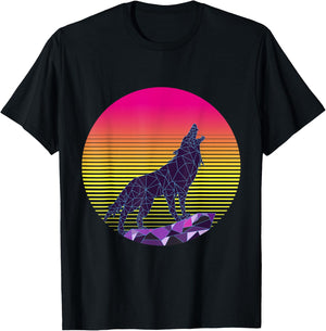 Wolf Shirt, 80s , Retro Vintage Shirt T-Shirt - T-Shirt | Black
