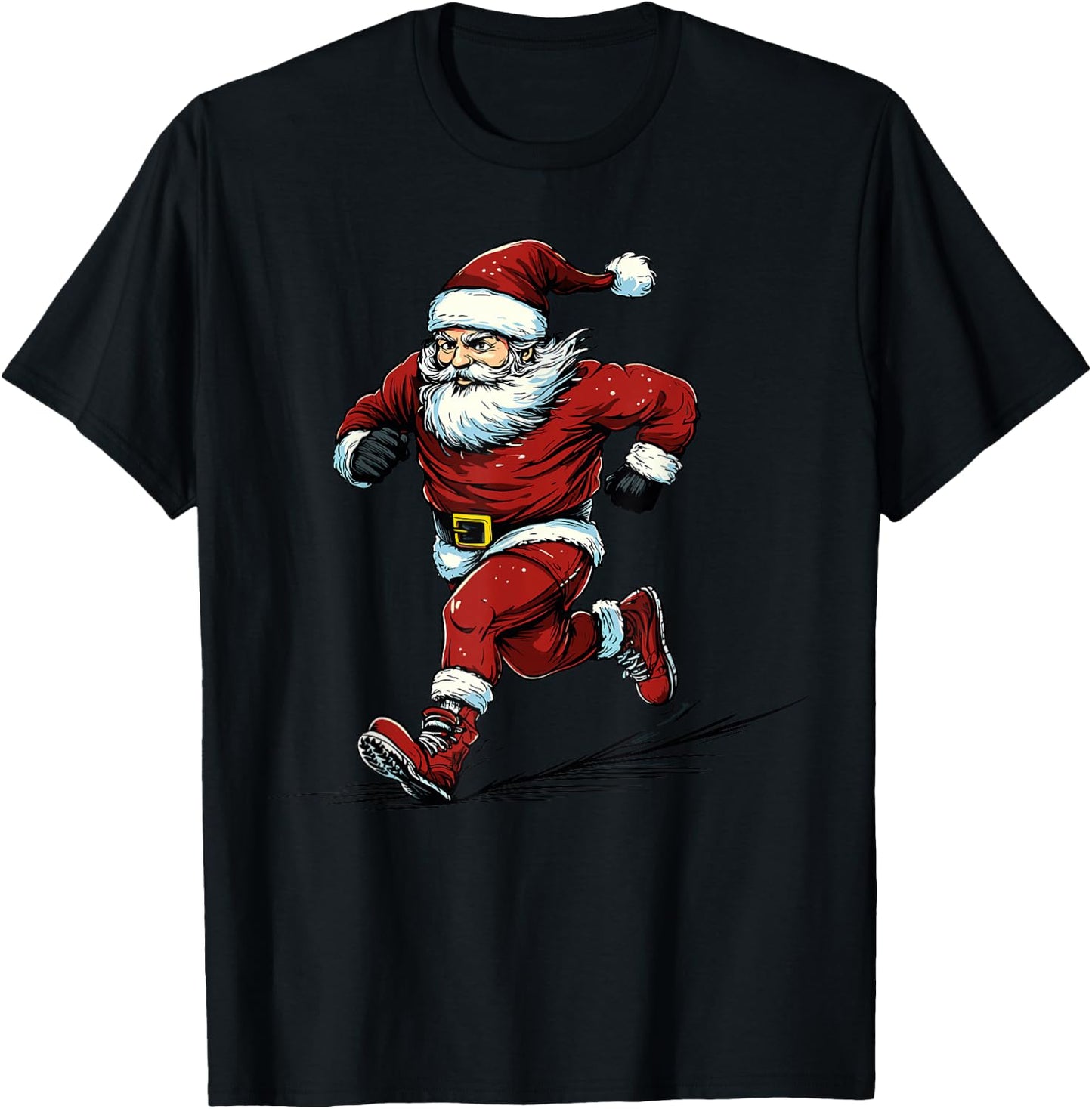 Santa Running Cross Country XC Runner Christmas Xmas Pajama T-Shirt - T-Shirt | Black