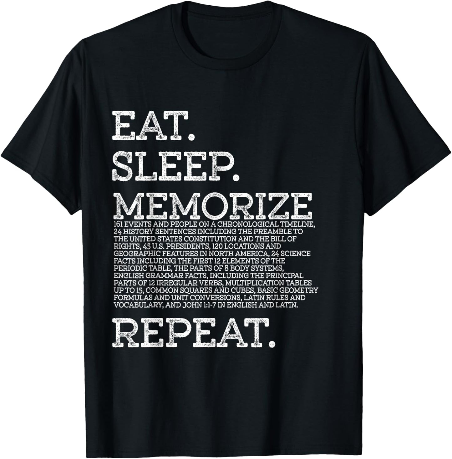 Eat Sleep Memorize Repeat Memory Master T-Shirt - T-Shirt | Black
