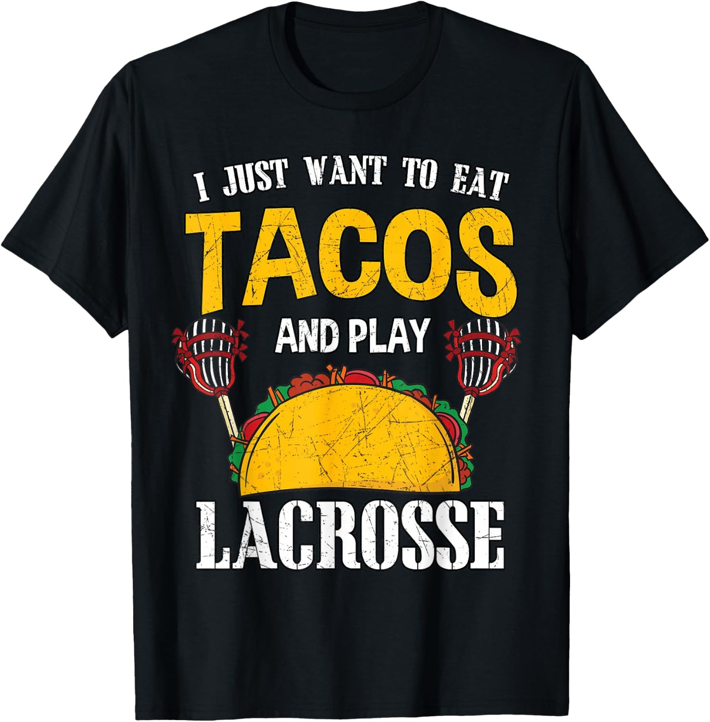 Tacos and Lacrosse Shirt Lax Player Gift Cinco de Mayo T-Shirt - T-Shirt | Black