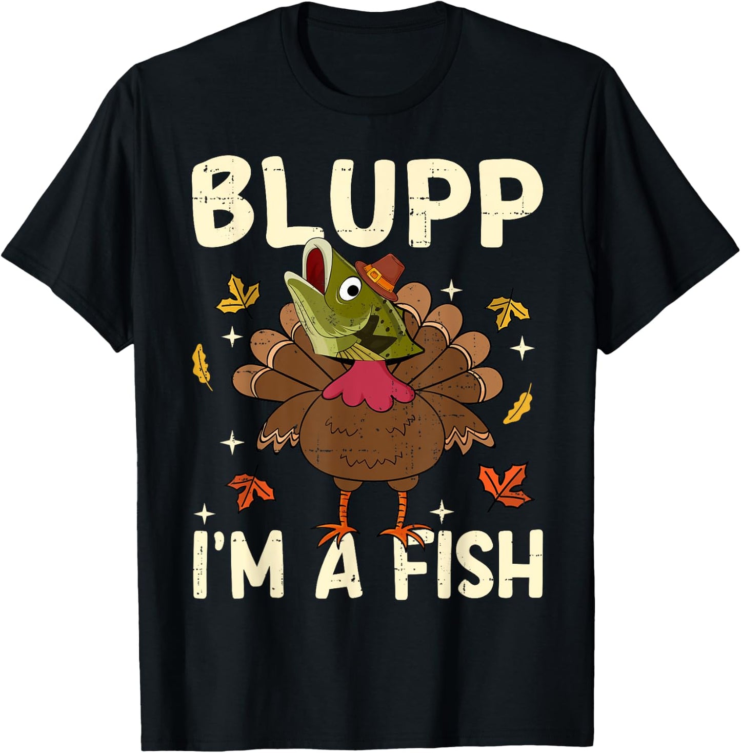 Thanksgiving Fake Fish Thanksgiving Turkey Fish Funny T-Shirt - T-Shirt | Black