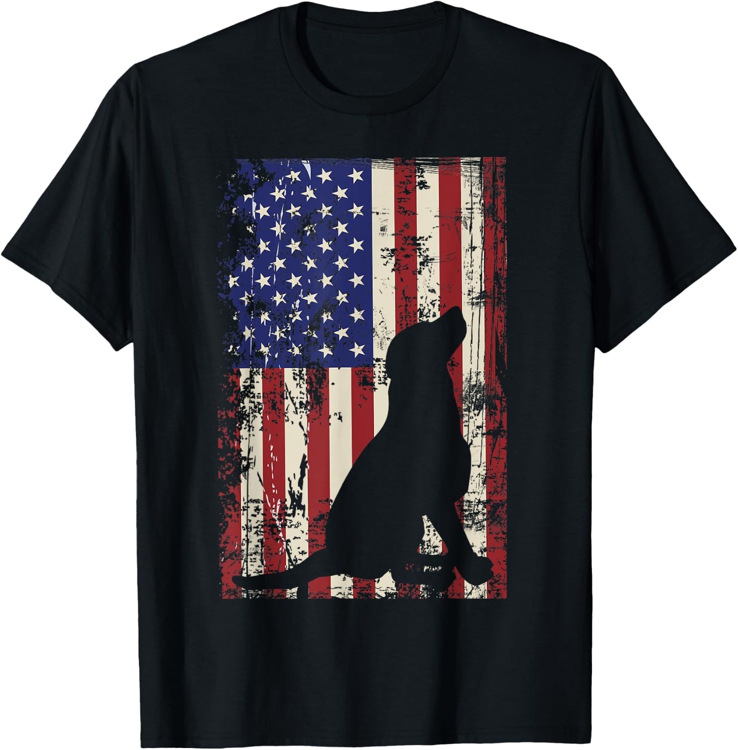 Patriotic Labrador 4th of July American Flag T-Shirt - T-Shirt | Black