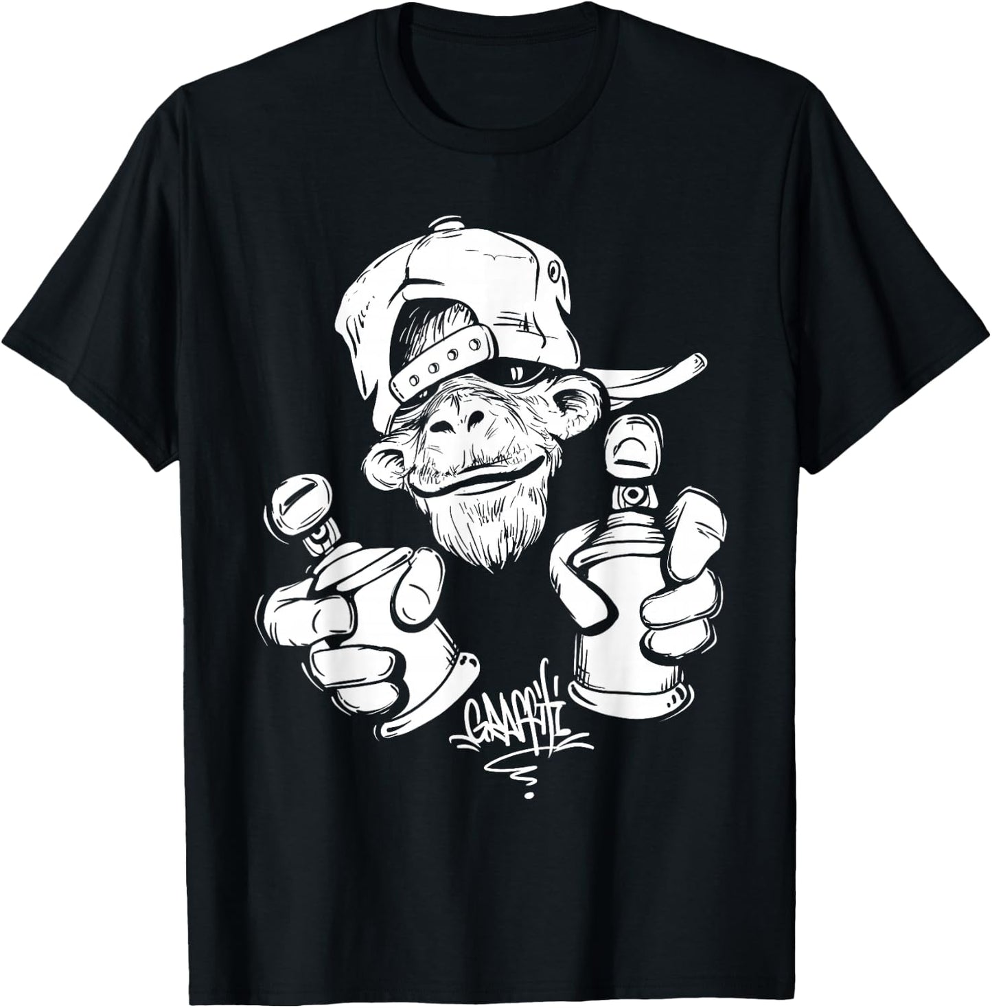 Monkey Graffiti Hip Hop Rap Music Ape Graphic Apparel Gift T-Shirt - T-Shirt | Black